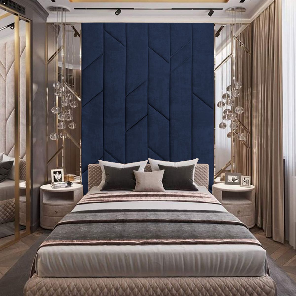 BARAKA HOME - Cabecera Farum 1 Plz - Azul Marino