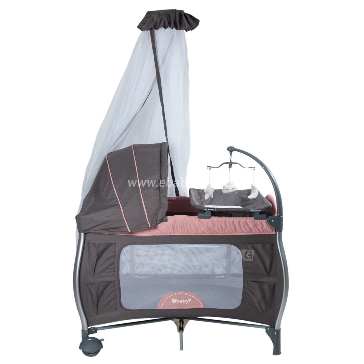 EBABY - Cuna Corral Aluminio NAPY 779C-1 Tul Reina - Rosado