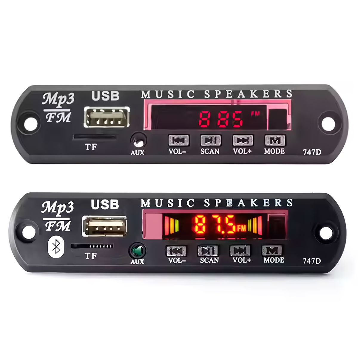 GENERICO - Panel Ovalado De Audio MP3 Decodificadora 12V BT USB FM AUX TF SD