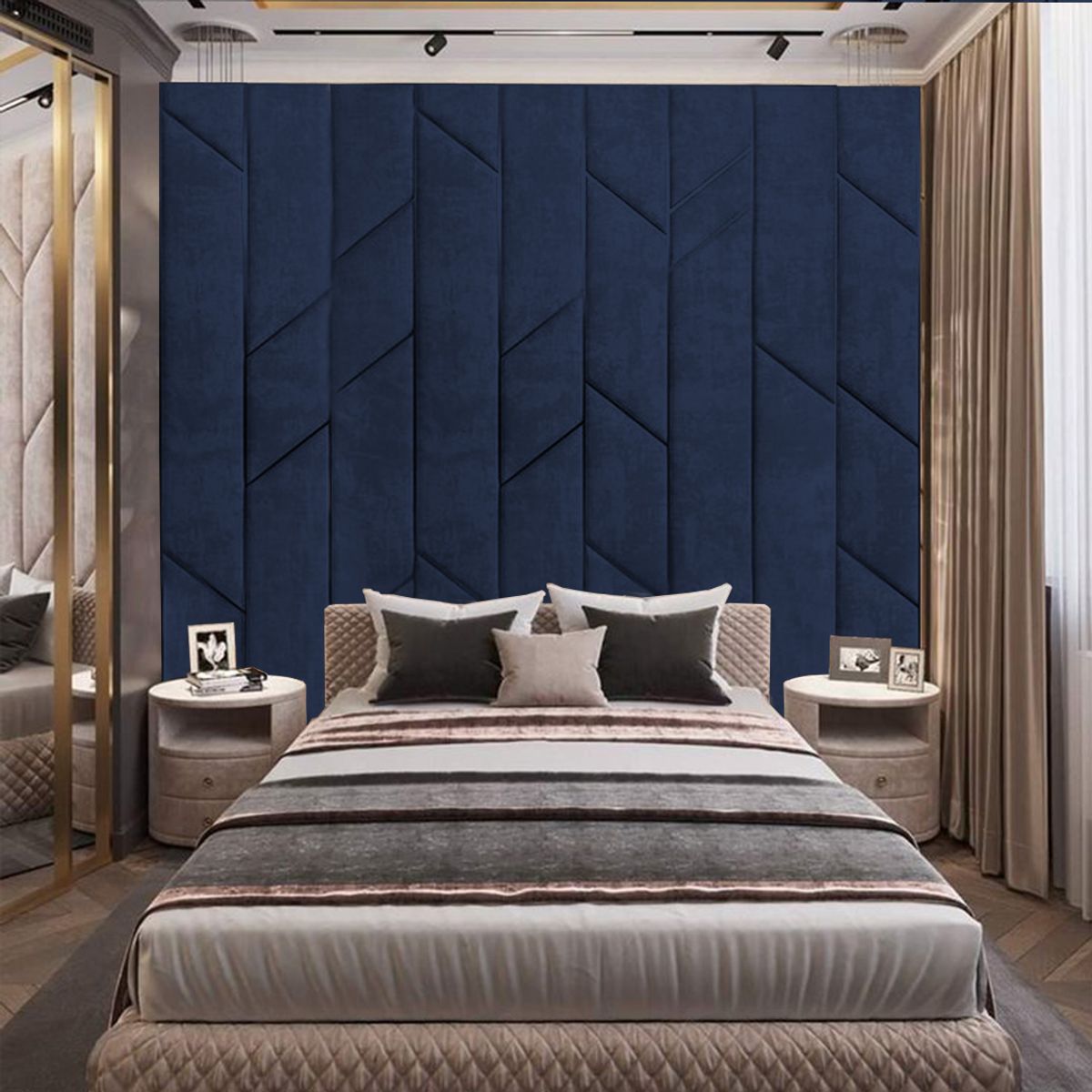 BARAKA HOME - Cabecera Farum Queen - Azul Marino