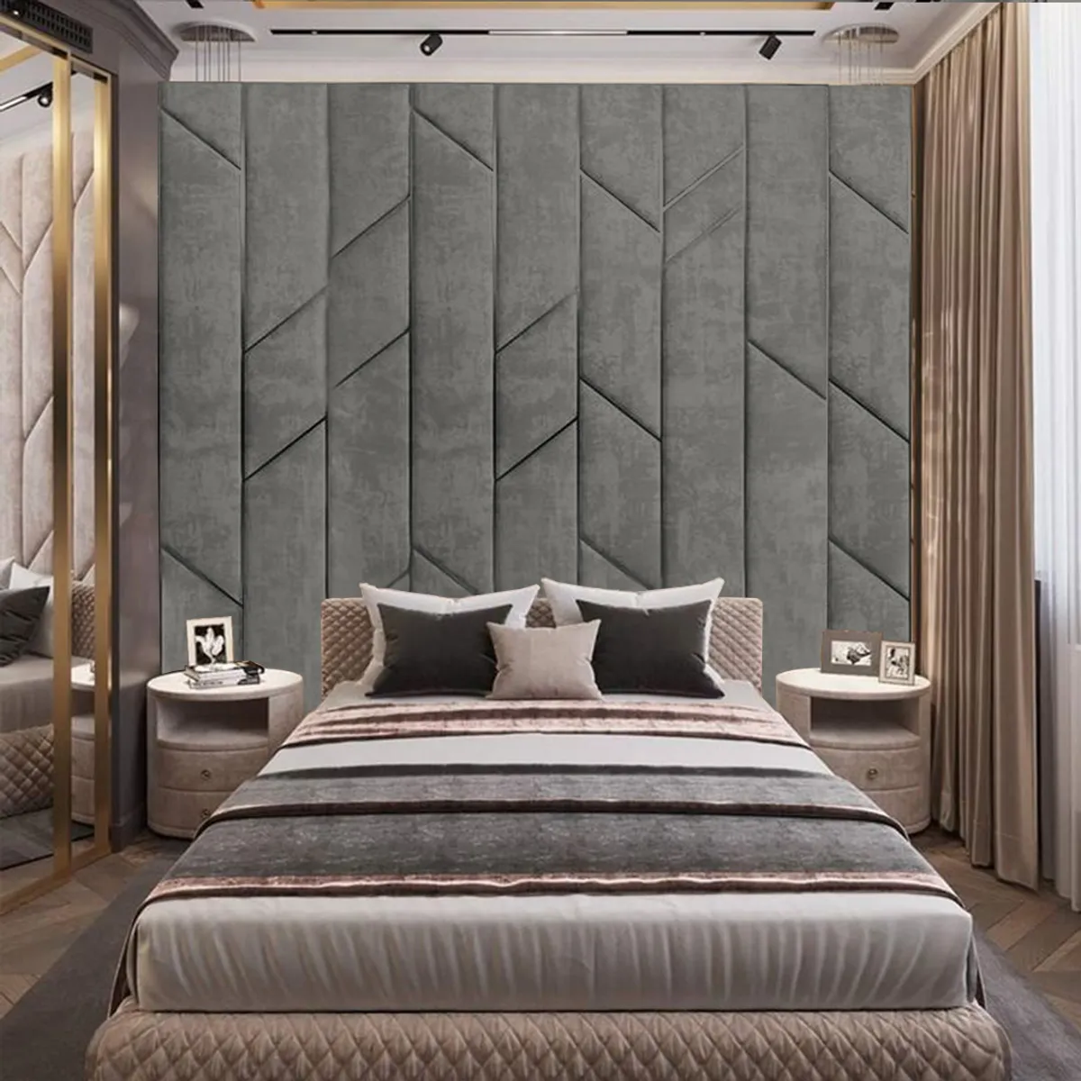 BARAKA HOME - Cabecera Farum Queen - Gris Oscuro