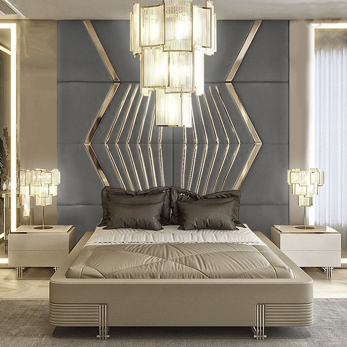 BARAKA HOME - Cabecera Viborg 1.5 Plz - Gris Oscuro