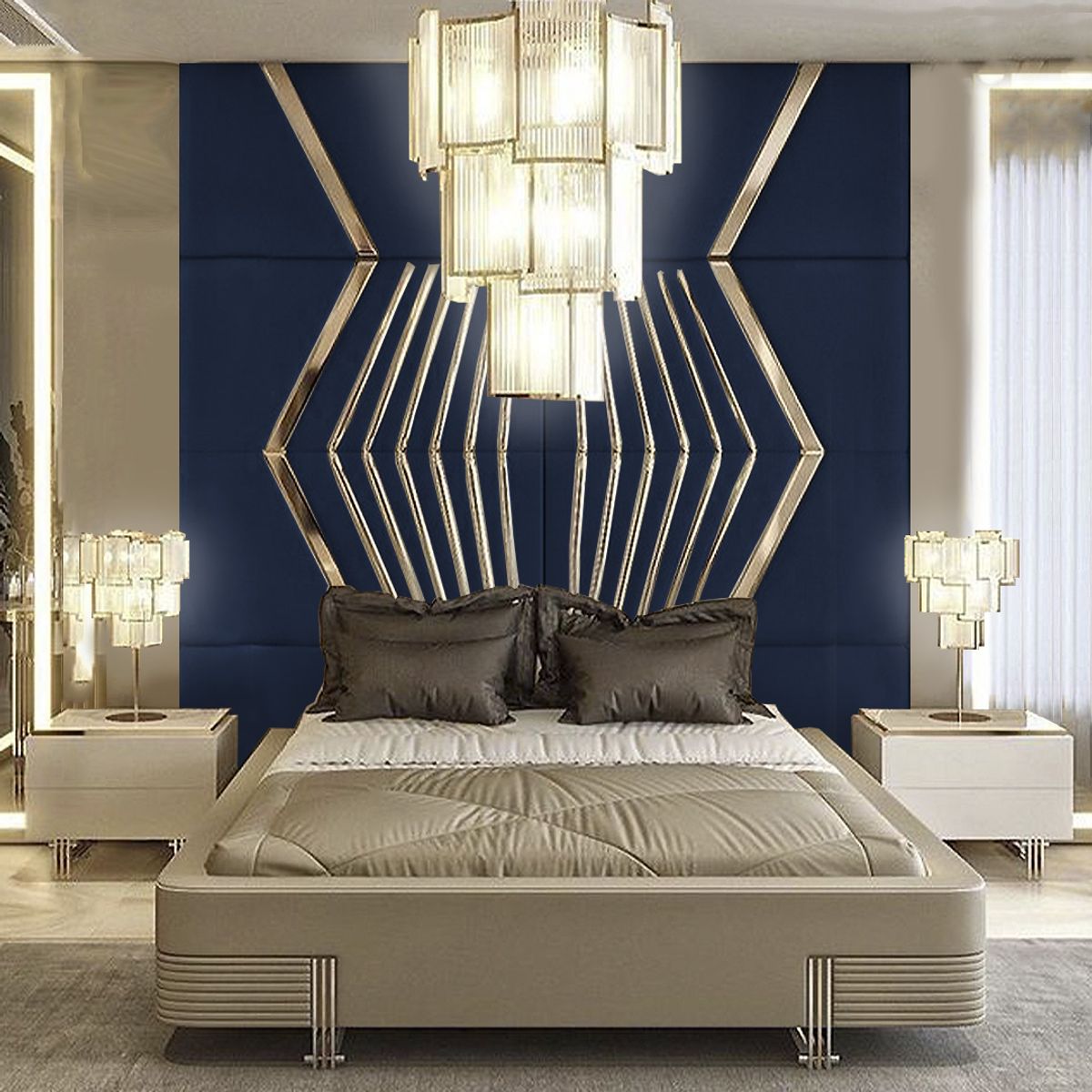 BARAKA HOME - Cabecera Viborg 1.5 Plz - Azul Marino