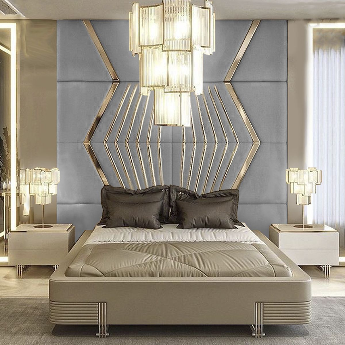 BARAKA HOME - Cabecera Viborg 1.5 Plz - Gris Claro