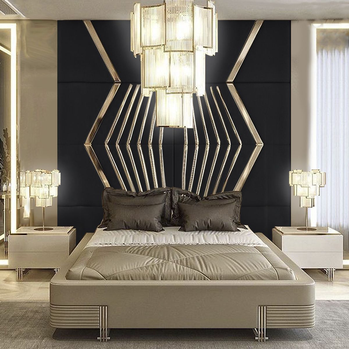 BARAKA HOME - Cabecera Viborg 1.5 Plz - Negro