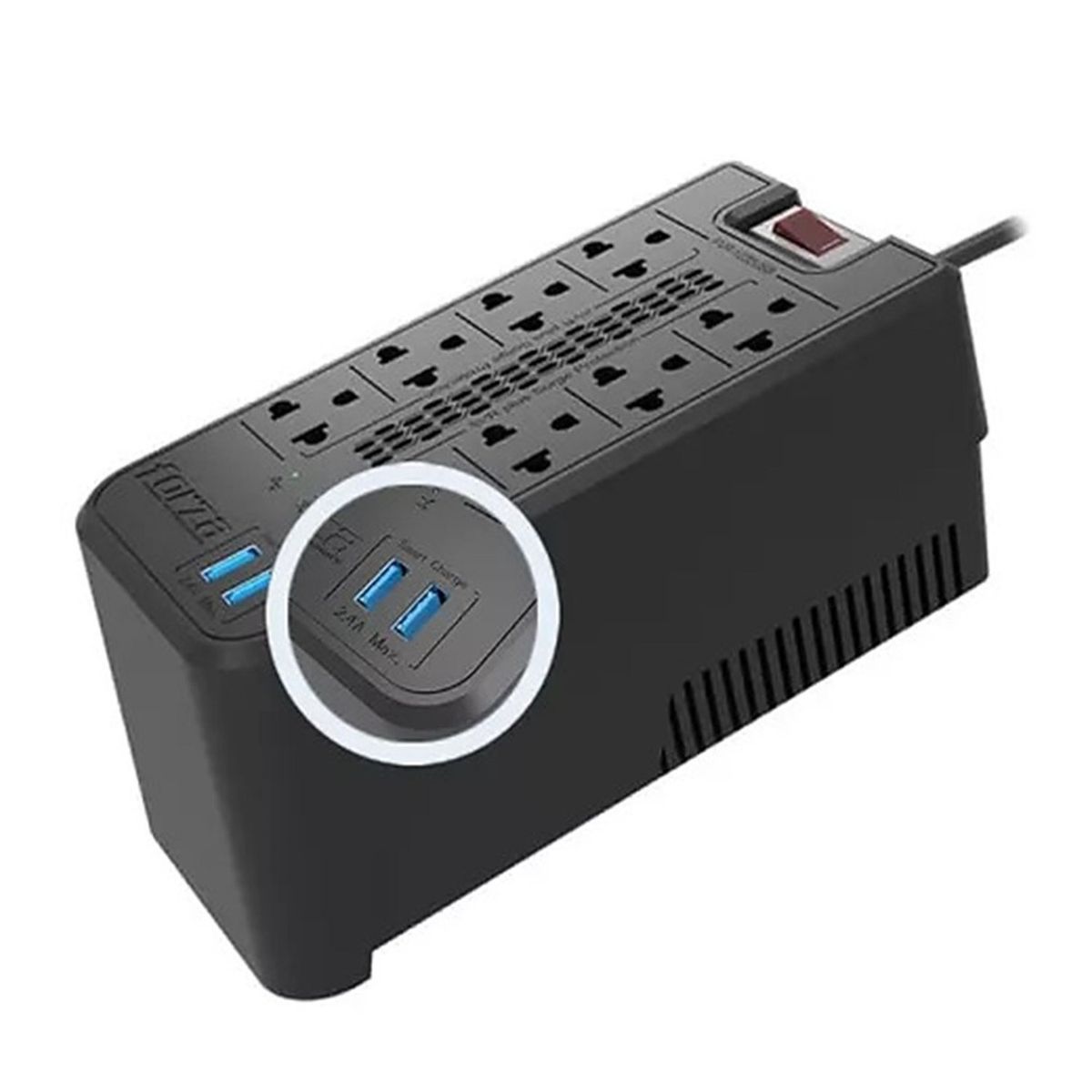 FORZA - ESTABILIZADOR FORZA 1200VA 600W FVR-1222USB 2USB 8 Tomas