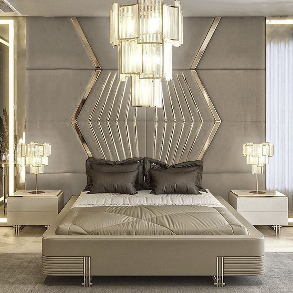 BARAKA HOME - Cabecera Viborg Queen - Beige Claro