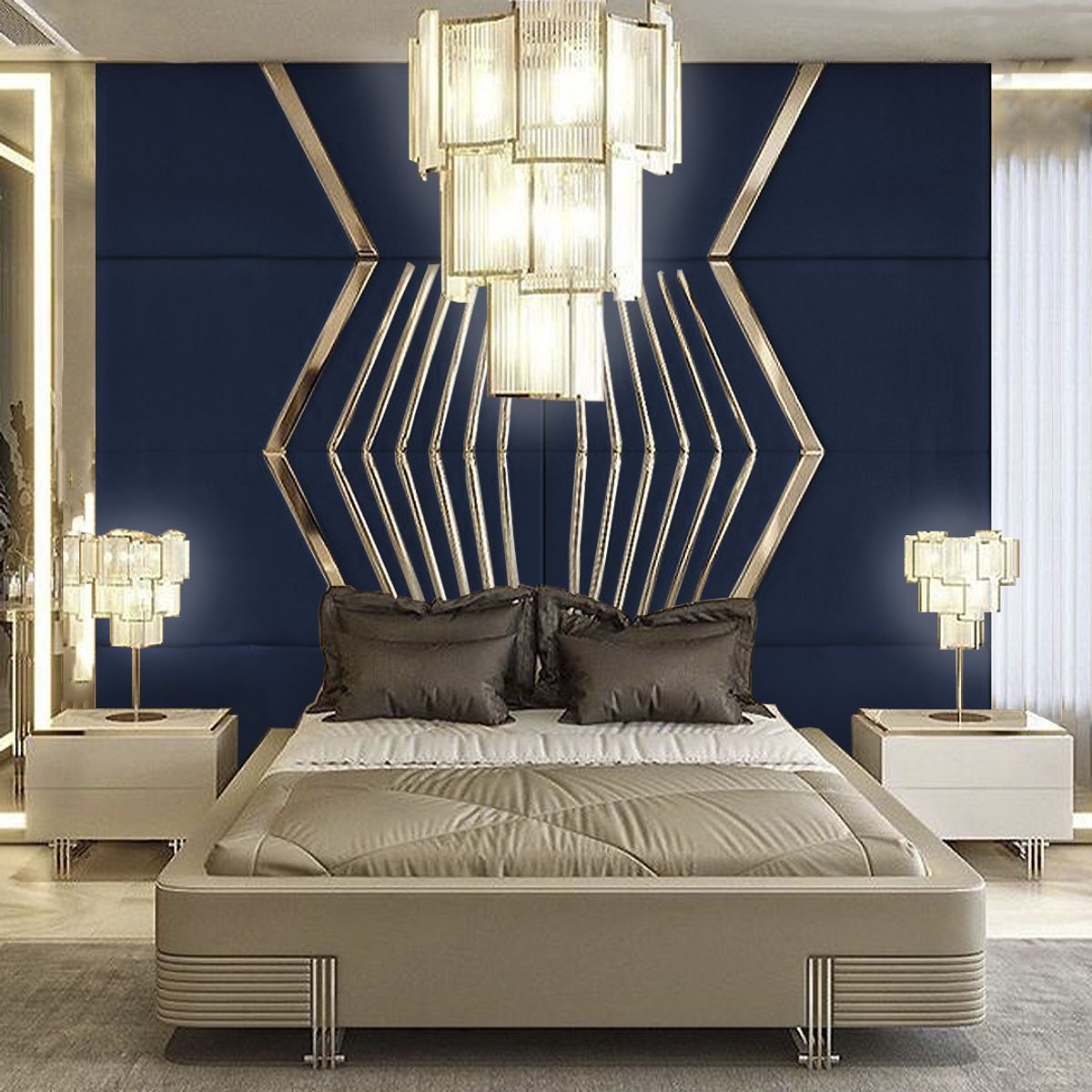 BARAKA HOME - Cabecera Viborg Queen - Azul Marino