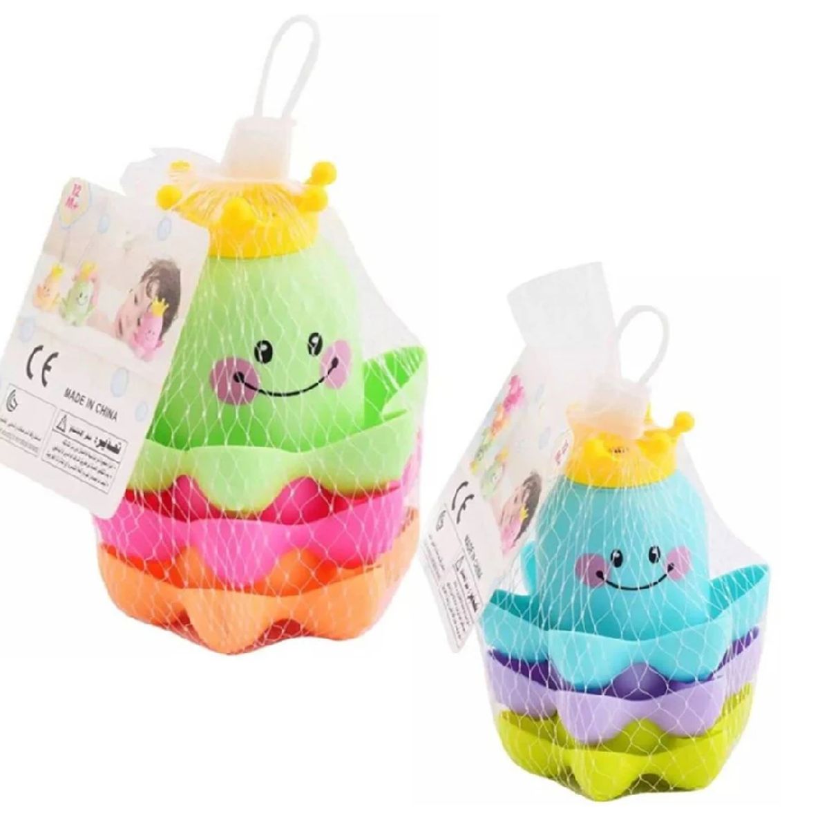 GENERICO - Juguete de Pulpos Apilables - Verde Rosado y Naranja