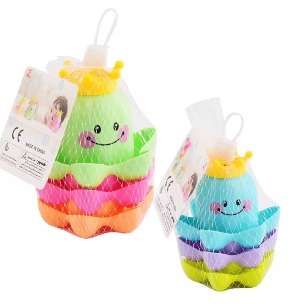 GENERICO - Juguete de Pulpos Apilables - Verde Rosado y Naranja