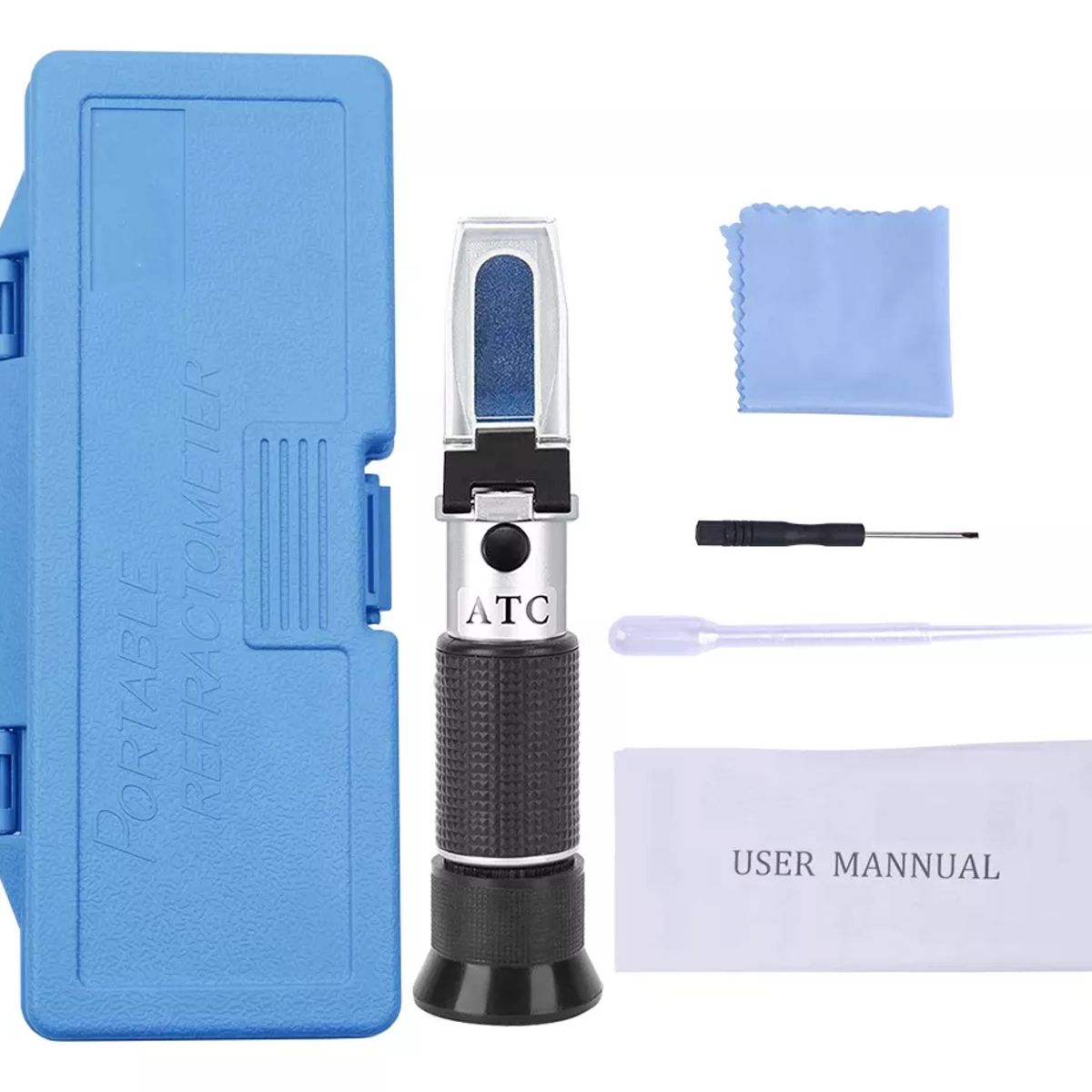GENERICO - REFRACTÓMETRO 0-50% BRIX PORTÁTIL ATC ESTUCHE Y ACCESORIOS