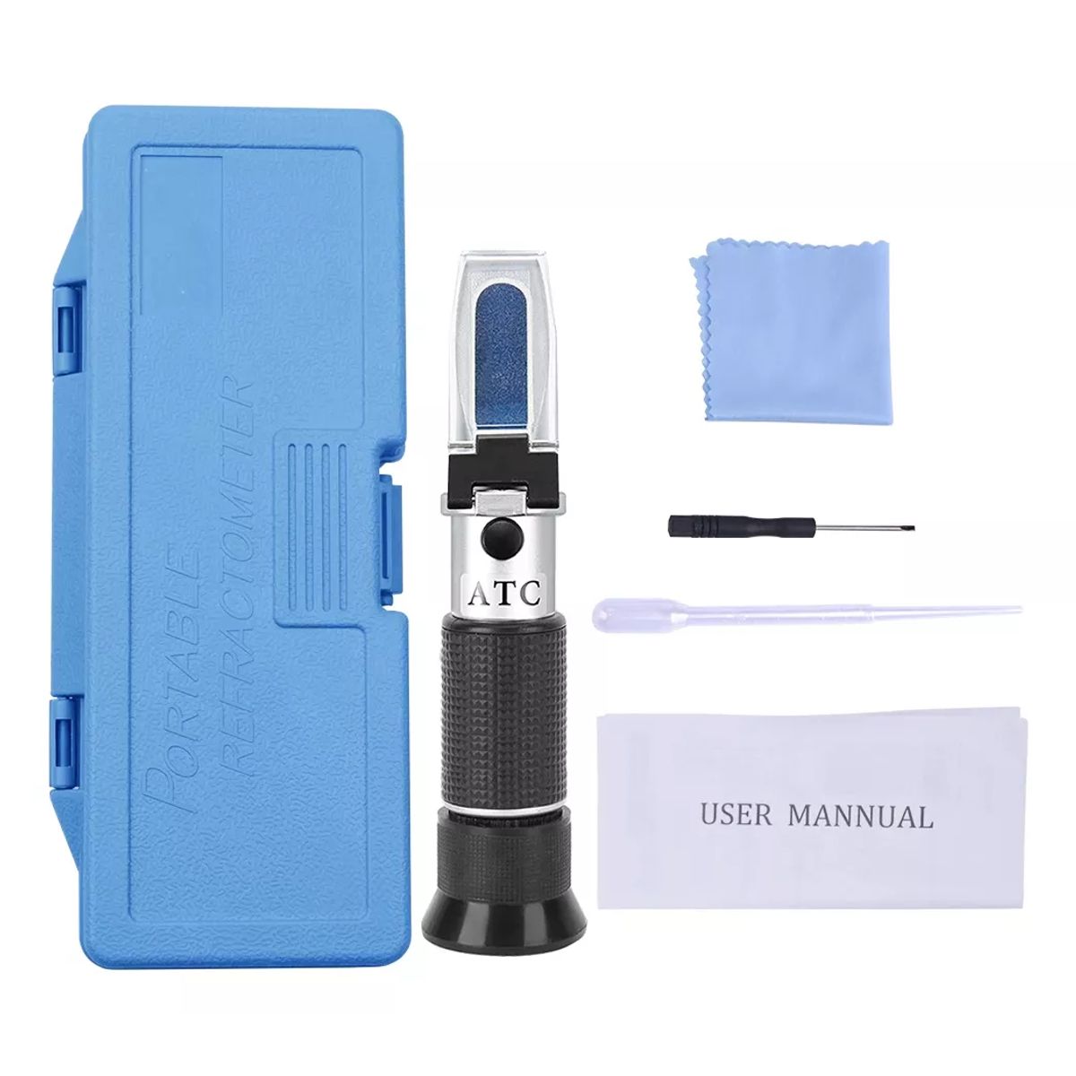 GENERICO - REFRACTÓMETRO 0-50% BRIX PORTÁTIL ATC ESTUCHE Y ACCESORIOS