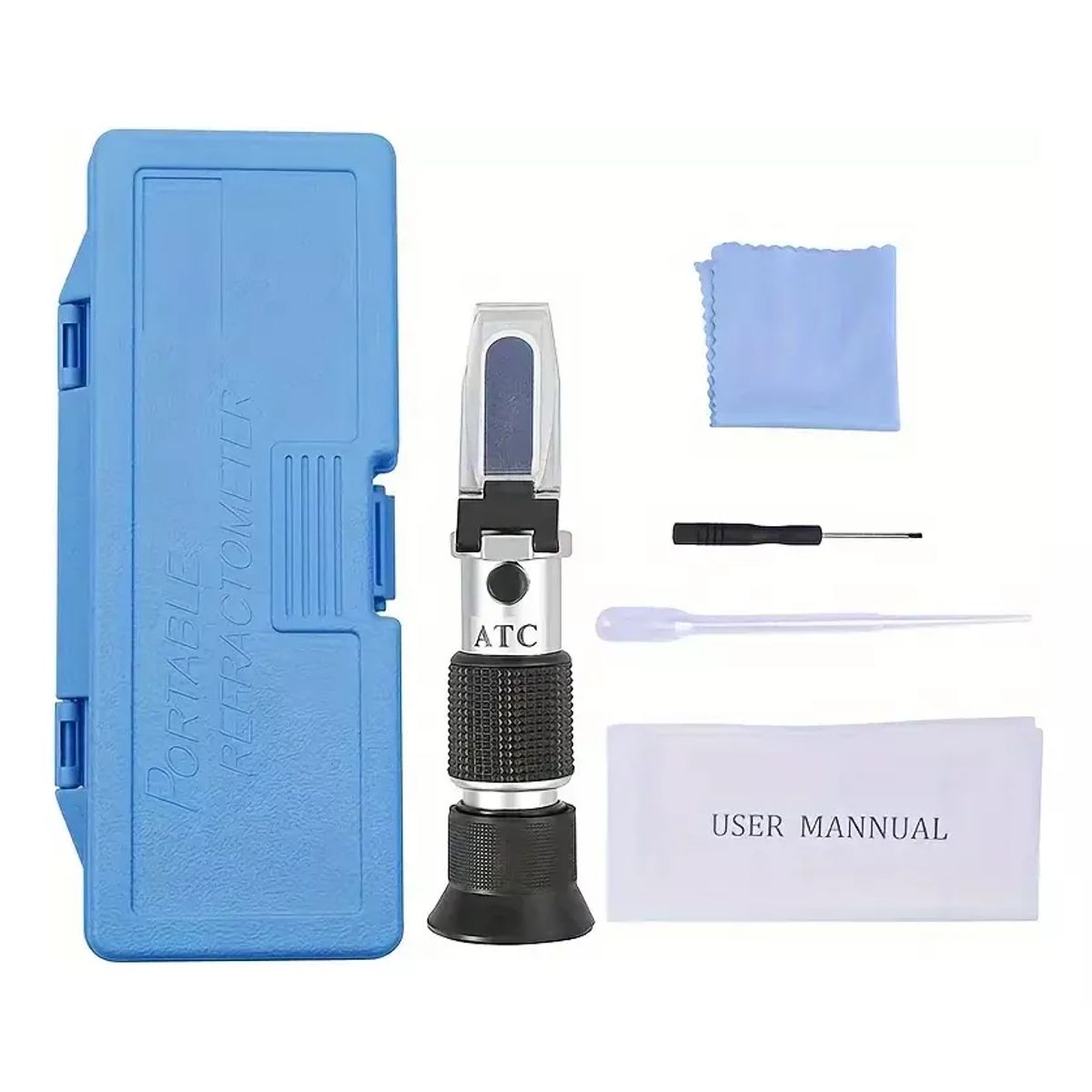 GENERICO - REFRACTÓMETRO 0-80% BRIX PORTÁTIL ATC ESTUCHE Y ACCESORIOS