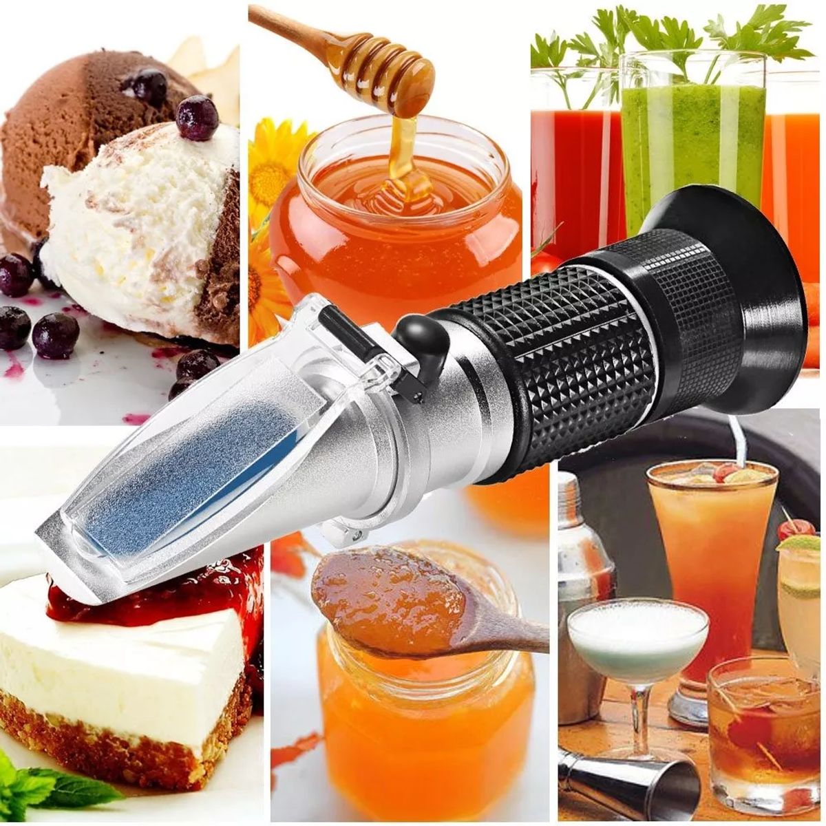 GENERICO - REFRACTÓMETRO 0-80% BRIX PORTÁTIL ATC ESTUCHE Y ACCESORIOS