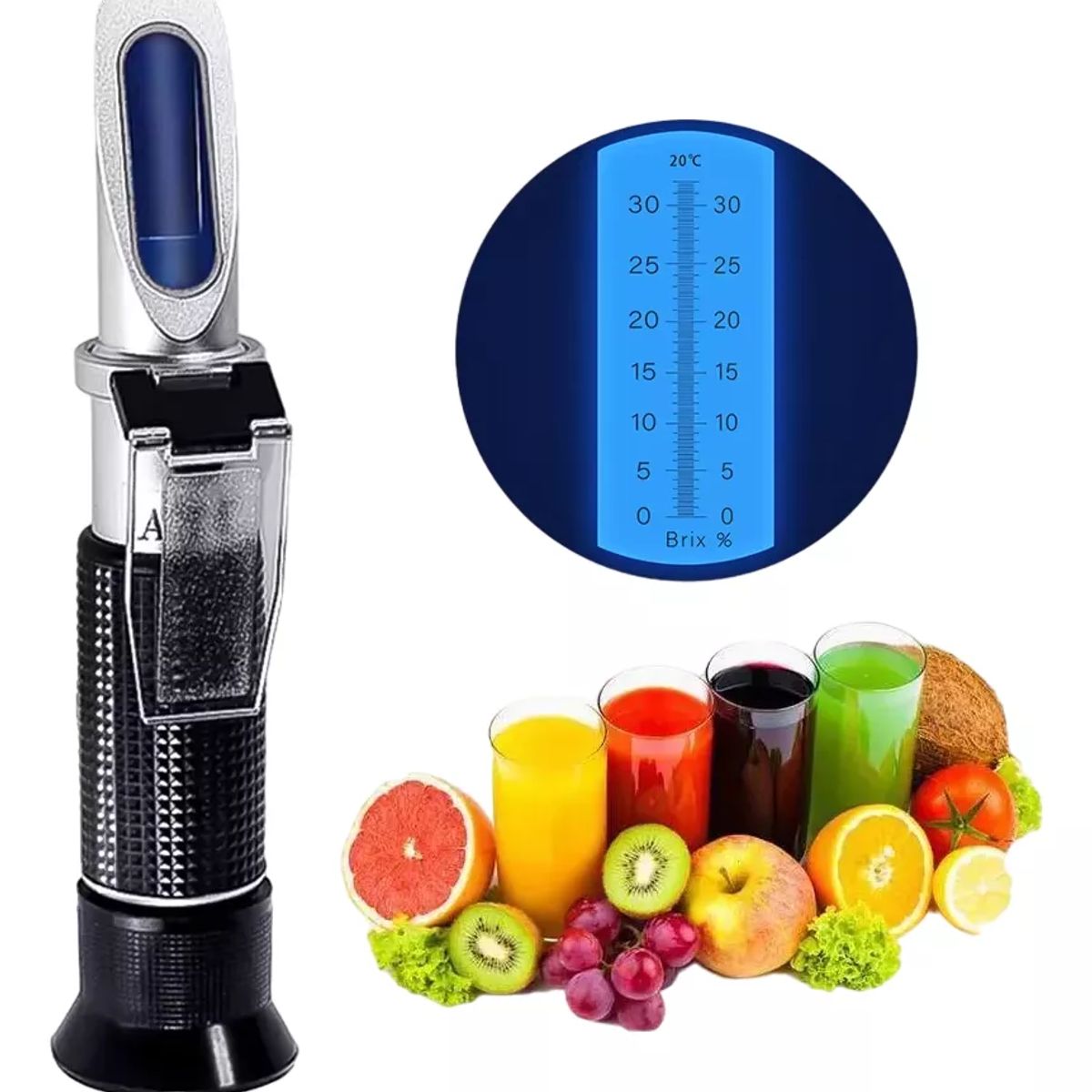 GENERICO - REFRACTÓMETRO 0-90% BRIX PORTÁTIL ATC ESTUCHE Y ACCESORIOS