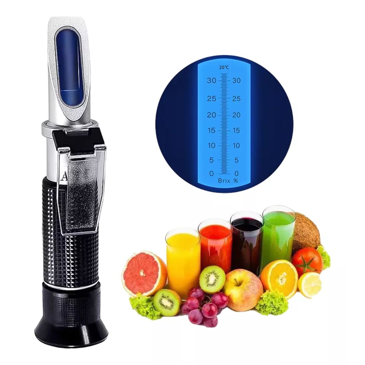 GENERICO - REFRACTÓMETRO 0-90% BRIX PORTÁTIL ATC ESTUCHE Y ACCESORIOS