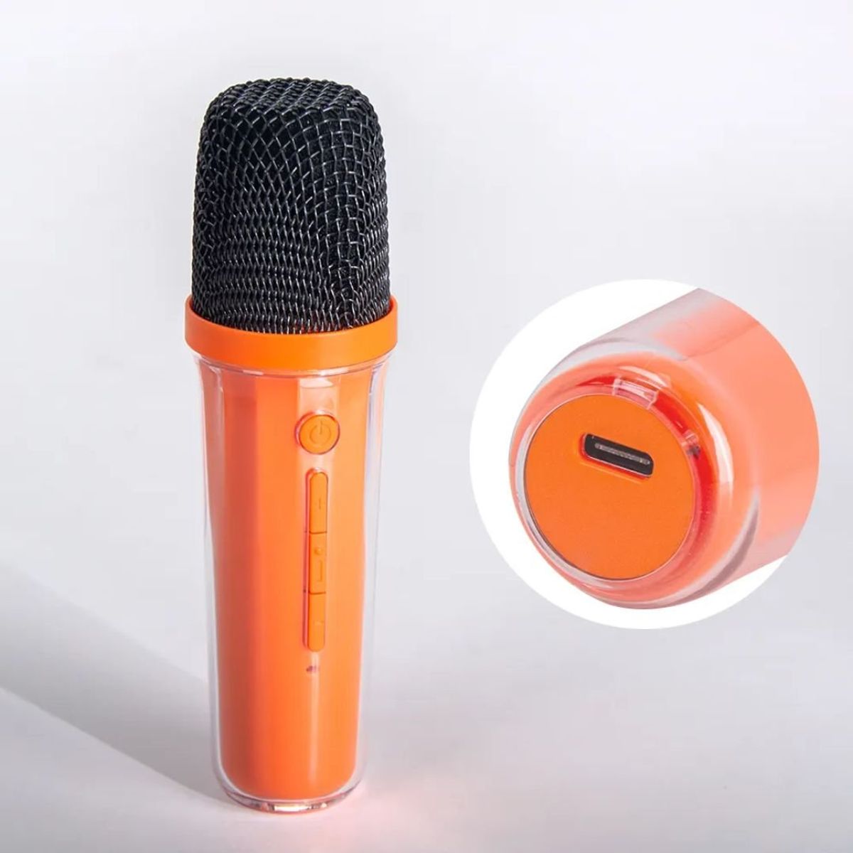 SEISA - Parlante Karaoke Portatil RGB Bluetooth + 2 Micrófonos SQ-K3SM Naranja