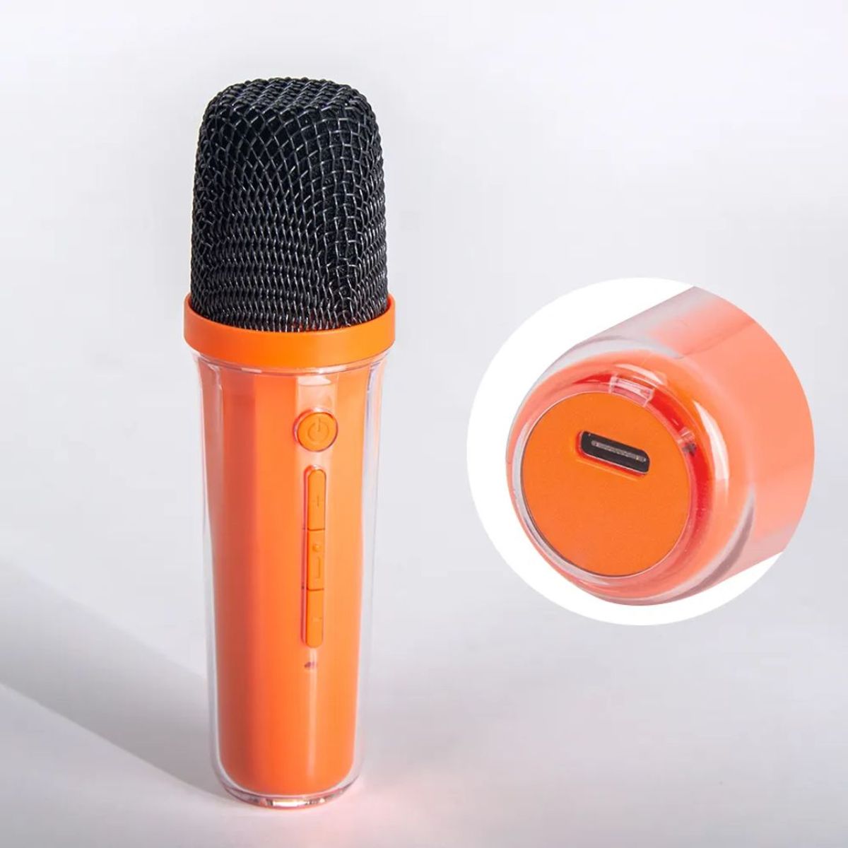SEISA - Parlante Karaoke Portatil RGB Bluetooth + 2 Micrófonos SQ-K3SM Naranja