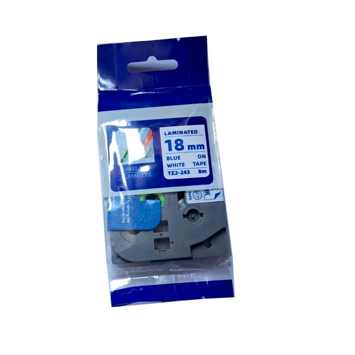 GENERICO - Cinta  Tze-243 Azul sobre Blanco 18mm x 8m