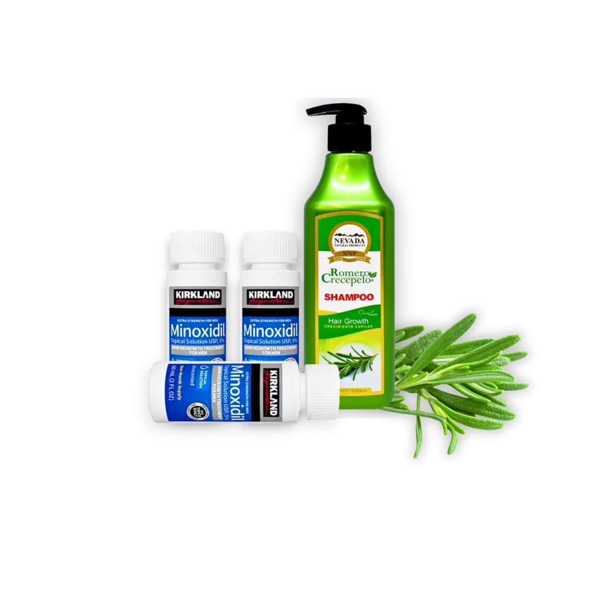 NEVADA NATURAL PRODUCTS - Pack Anticaida Shampoo Romero 320ml+Minoxidil X3