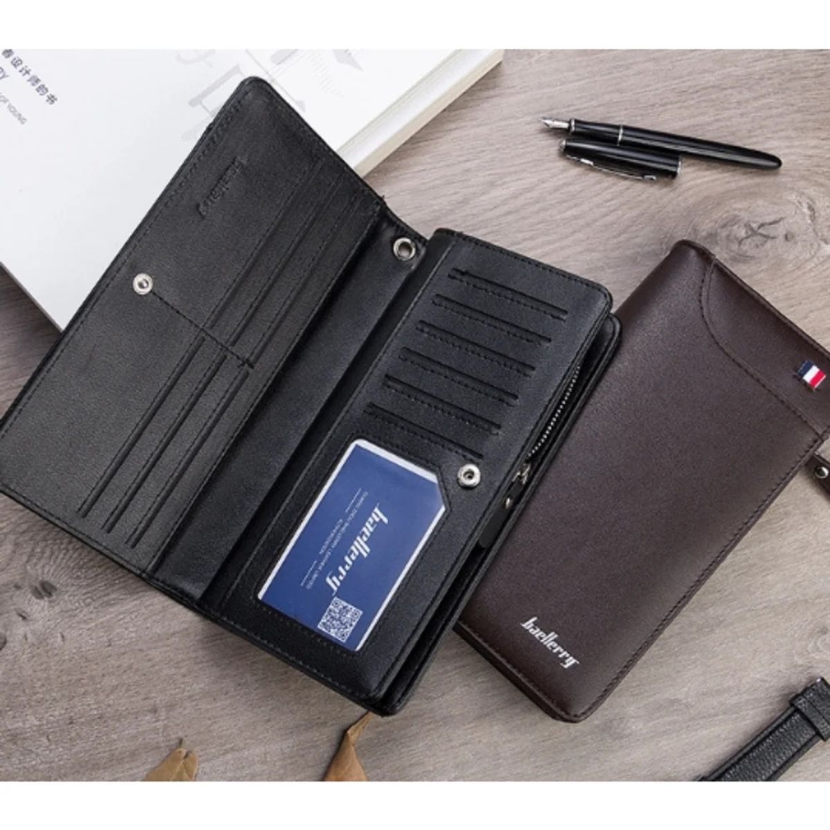 BAELLERRY - Billetera Ejecutiva de cuero vegano PU S0318