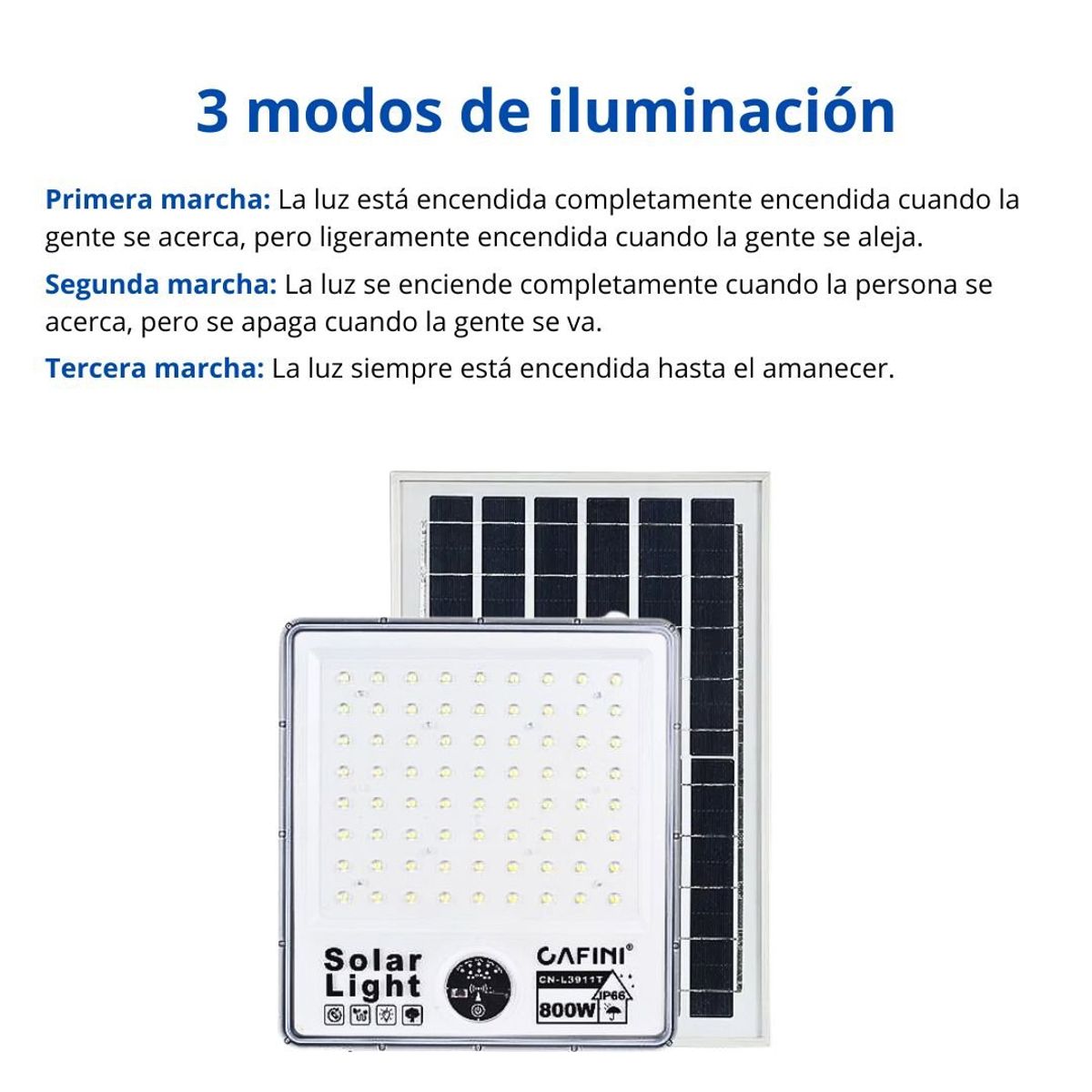 CAFINI - Reflector Solar 800W CAFINI IP66 3 Modos de Iluminación CN-L3911T