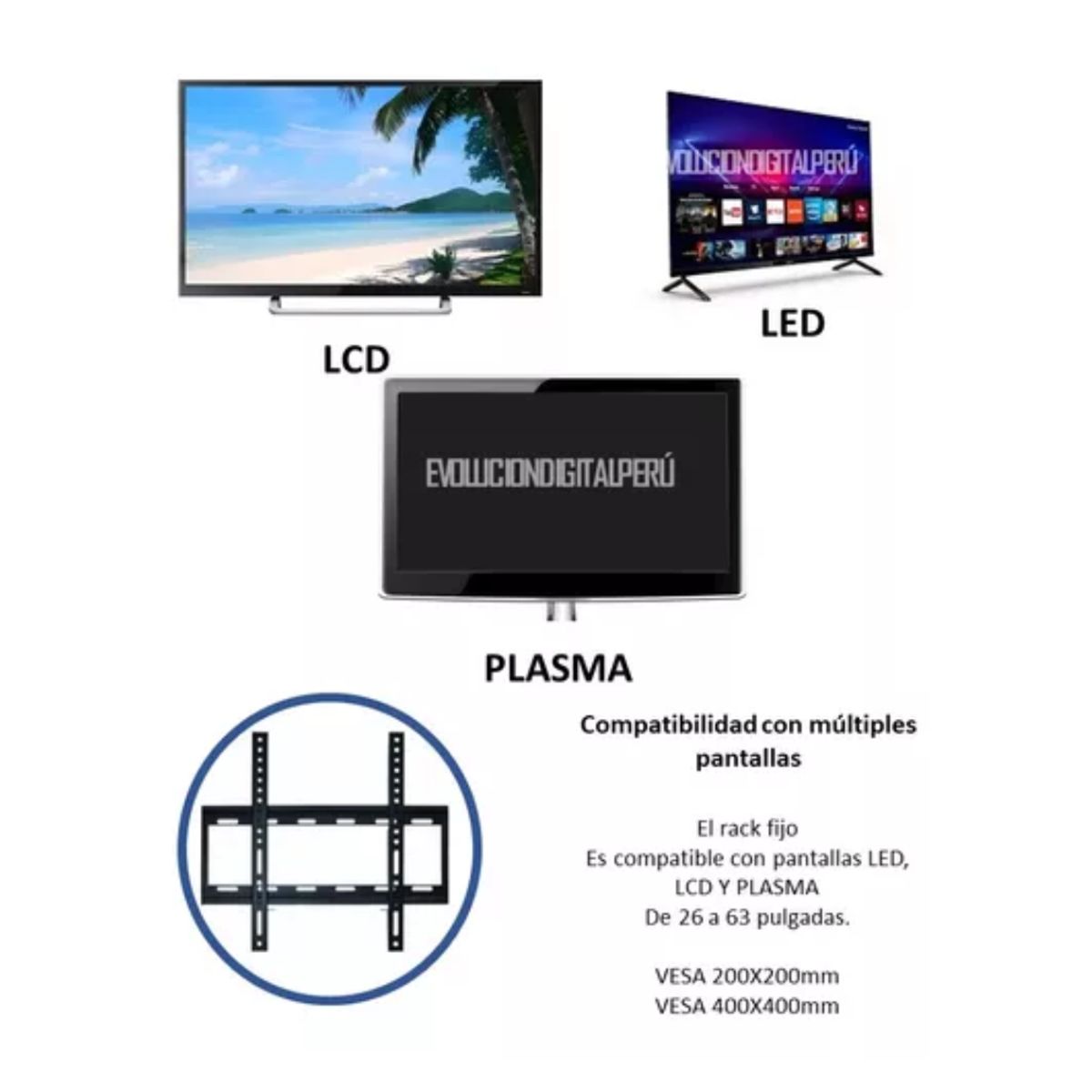SEISA - Rack Soporte Tv 23 Hasta 63 Pulgadas Televisor Pared LED LCD PDP