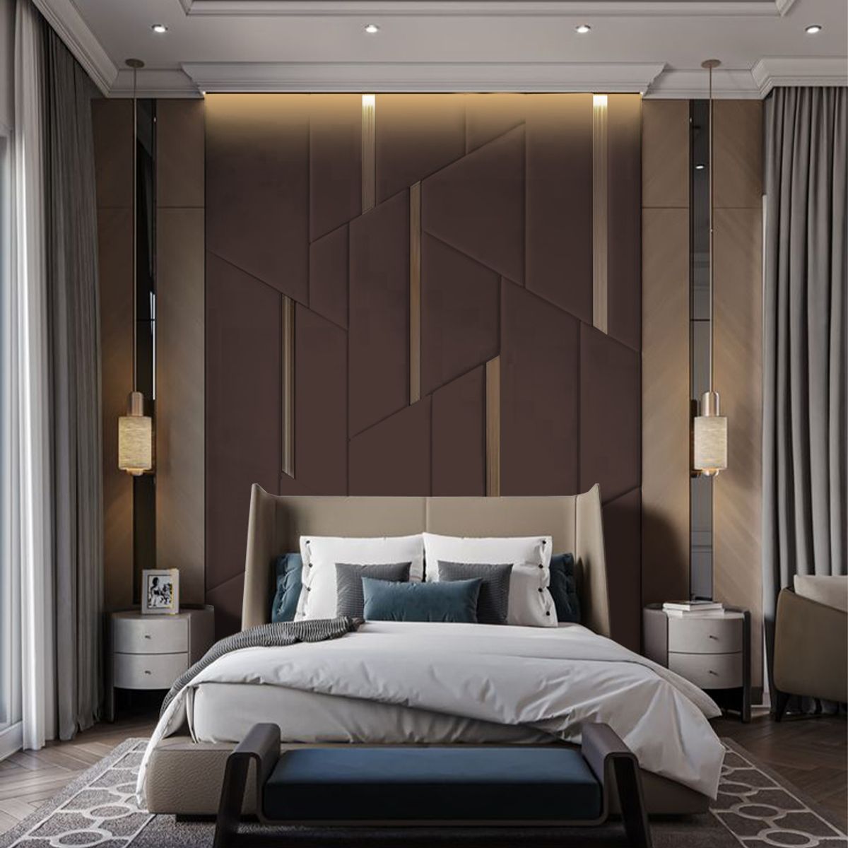 BARAKA HOME - Cabecera Ringsted 1.5 Plz - Chocolate