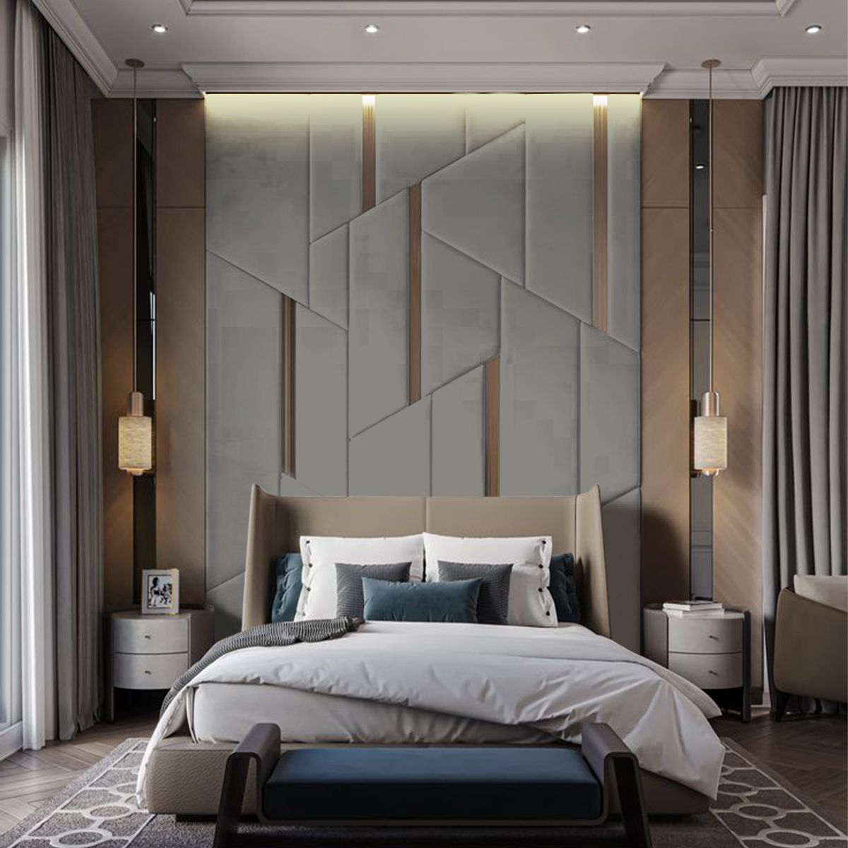 BARAKA HOME - Cabecera Ringsted 1.5 Plz - Gris Oscuro