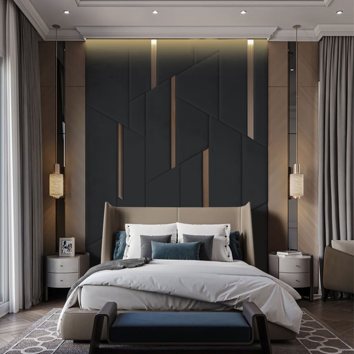 BARAKA HOME - Cabecera Ringsted 1.5 Plz - Negro