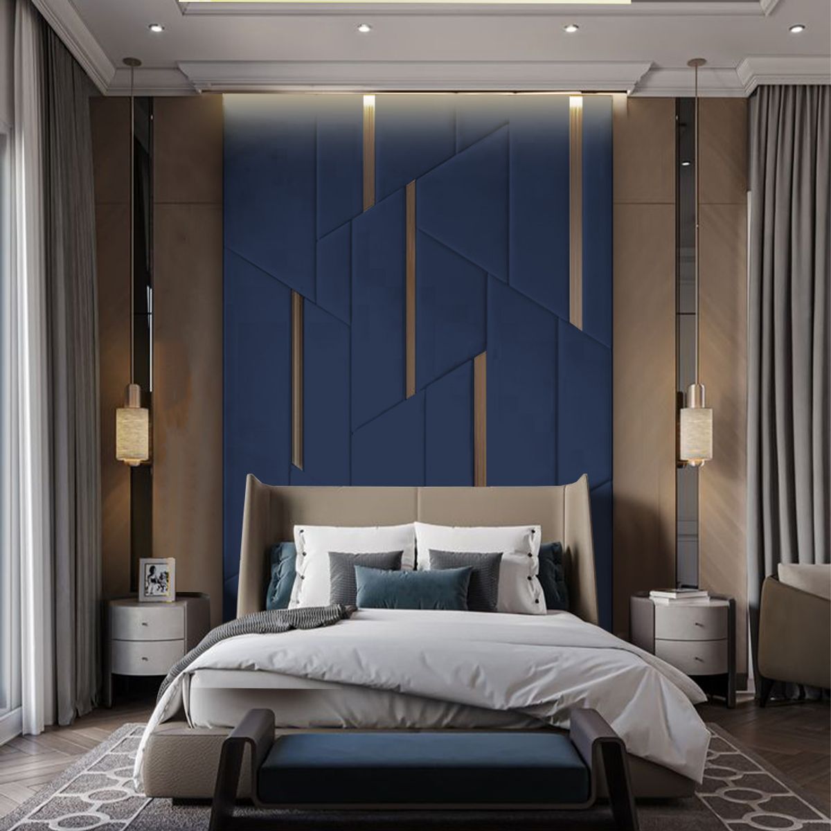 BARAKA HOME - Cabecera Ringsted 1 Plz - Azul Marino