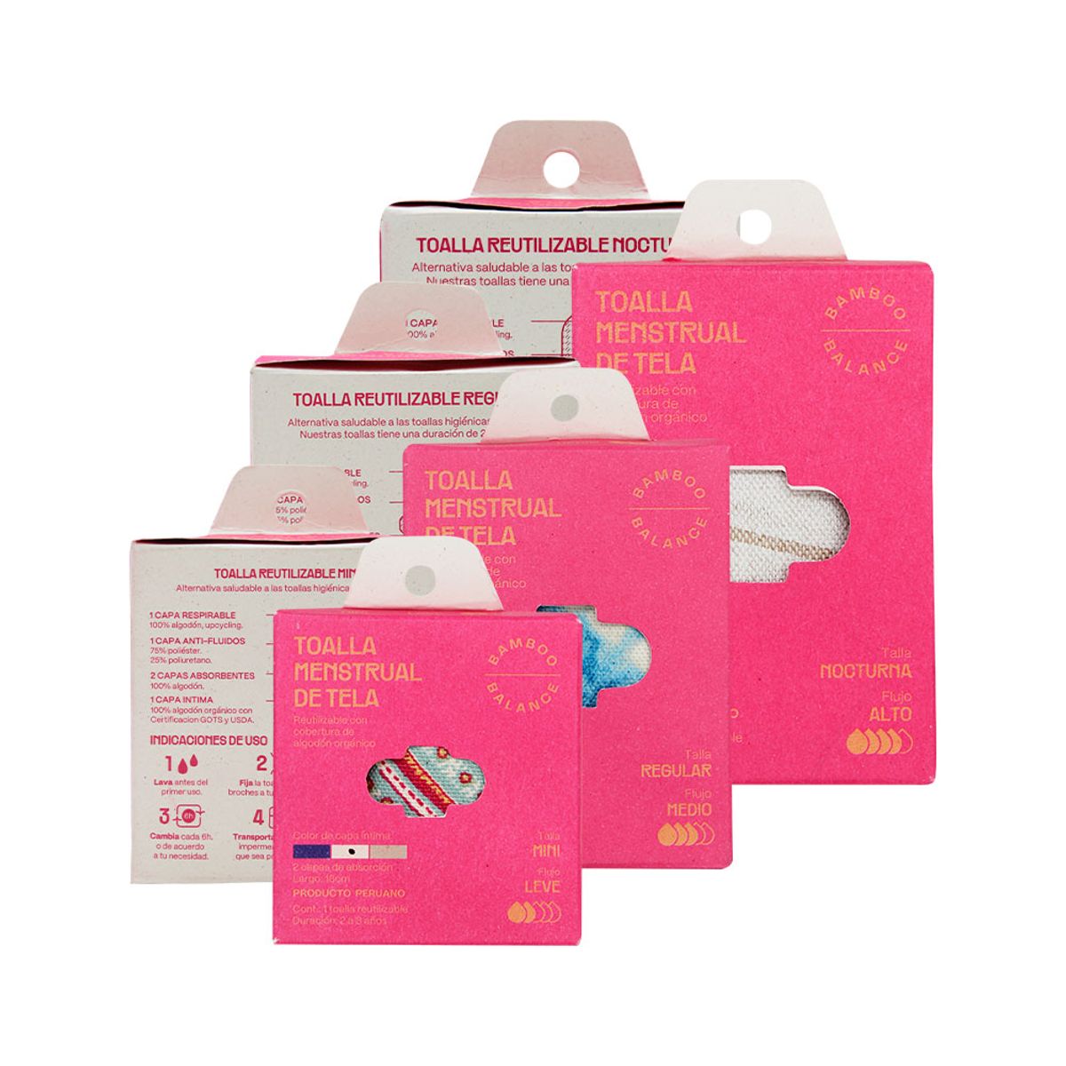 BAMBOO BALANCE - Toalla Higiénica Femenina de Tela - Pack - Prueba - Azul