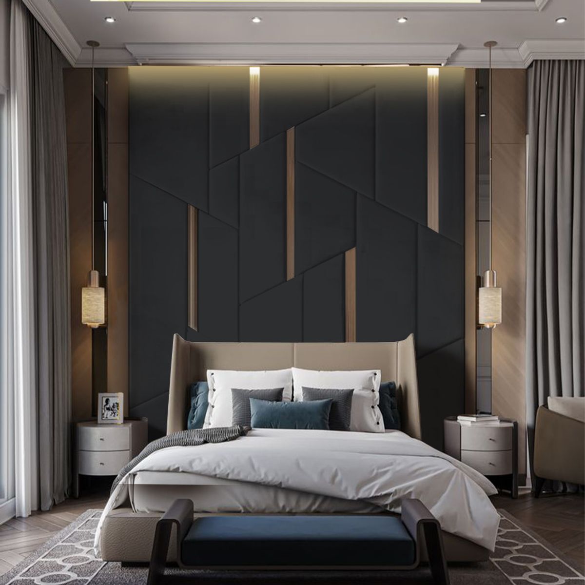 BARAKA HOME - Cabecera Ringsted 2 Plz - Negro