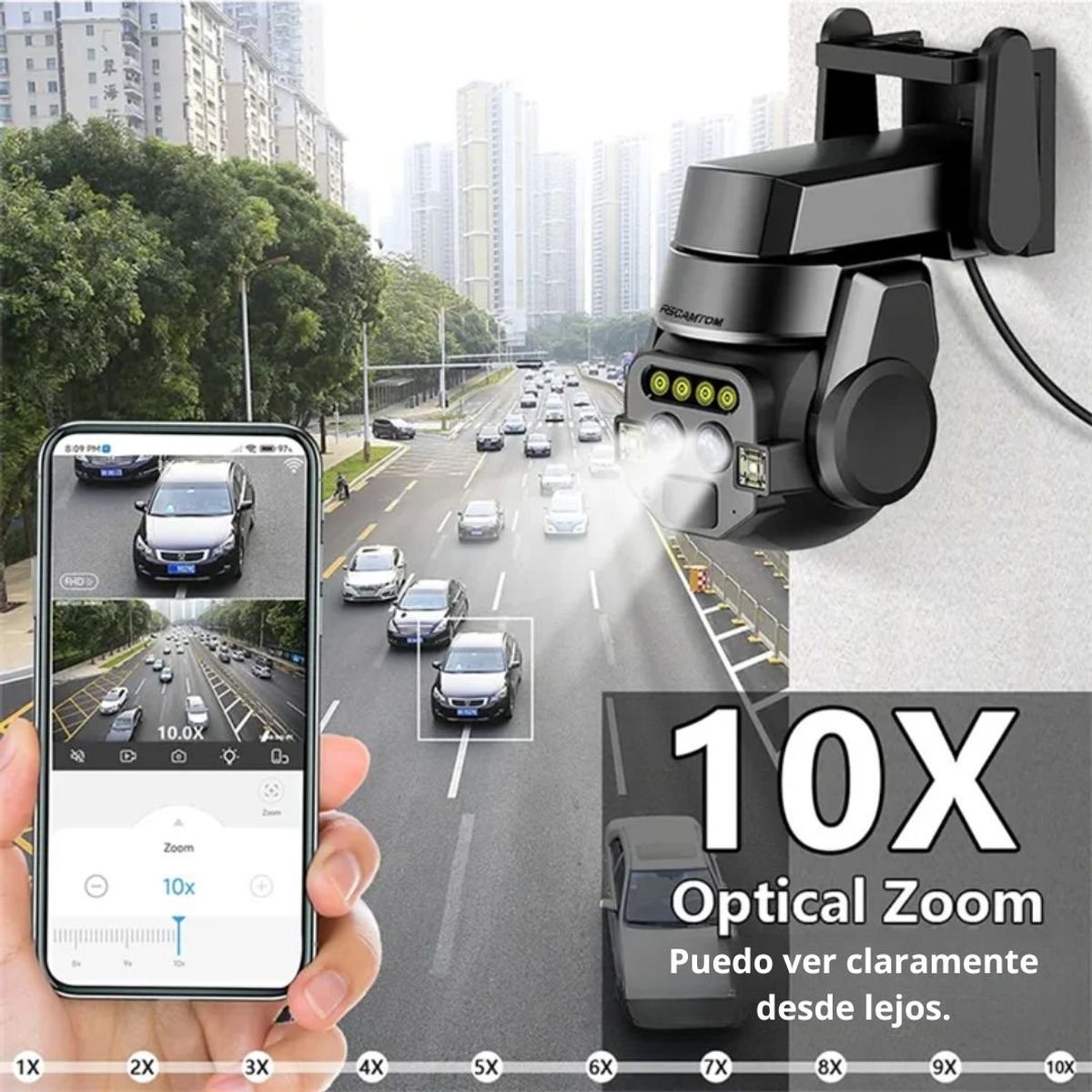 SEISA - Cámara de Seguridad Full HD 6MP IP66 360° WiFi Doble Lente Zoom 10x SEISA Q820EM