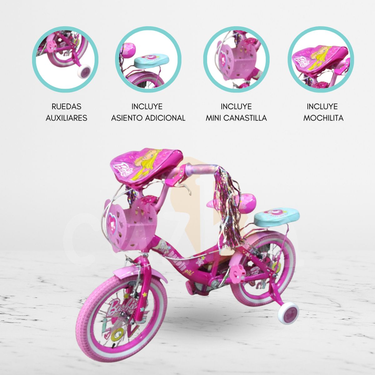 CUZKA - Bicicleta Aro 16 para Niñas «BARBIE»