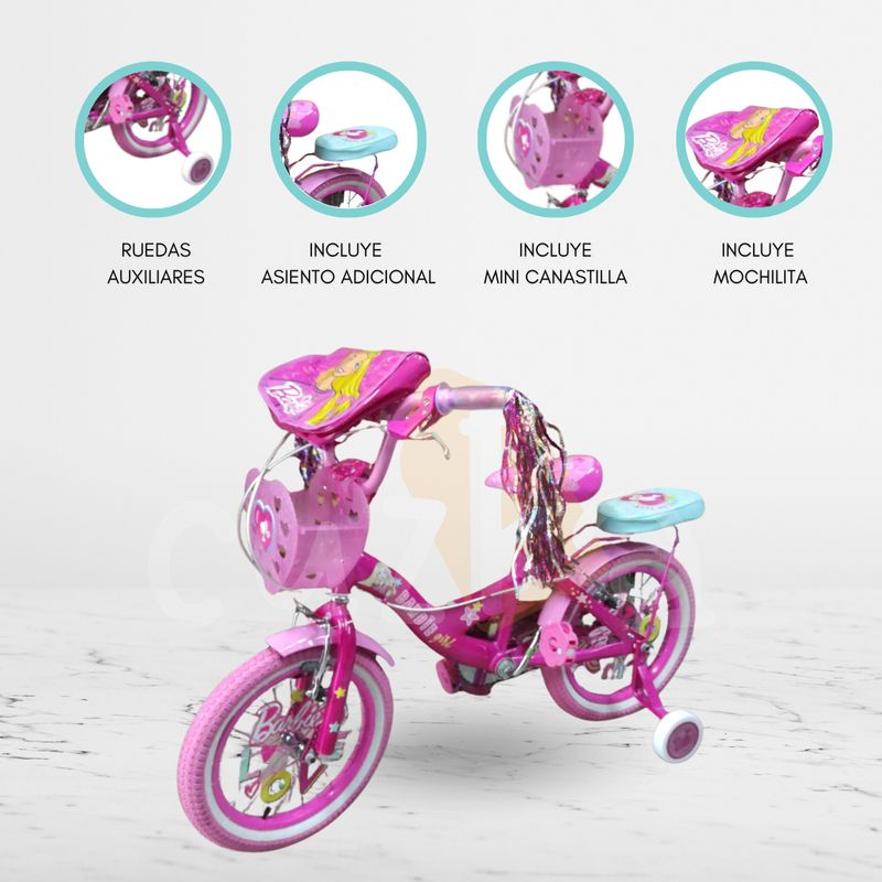 CUZKA - Bicicleta Aro 16 para Niñas «BARBIE»