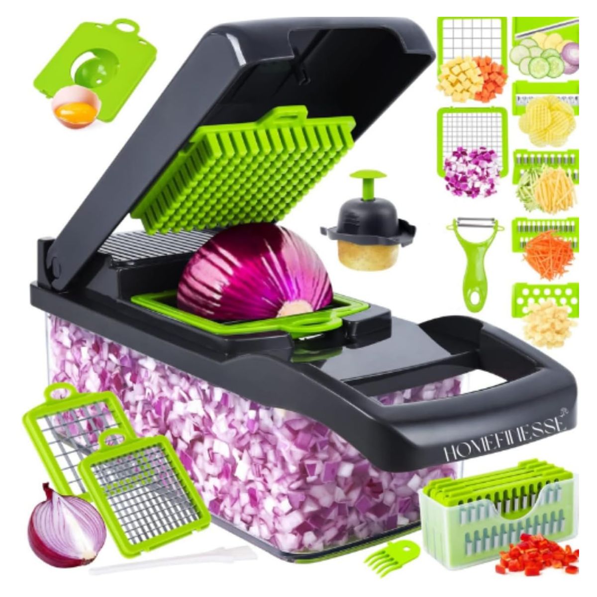 SEISA - Picador Verduras Multifuncional Cortador de Papas y Frutas Multiuso 12 en 1