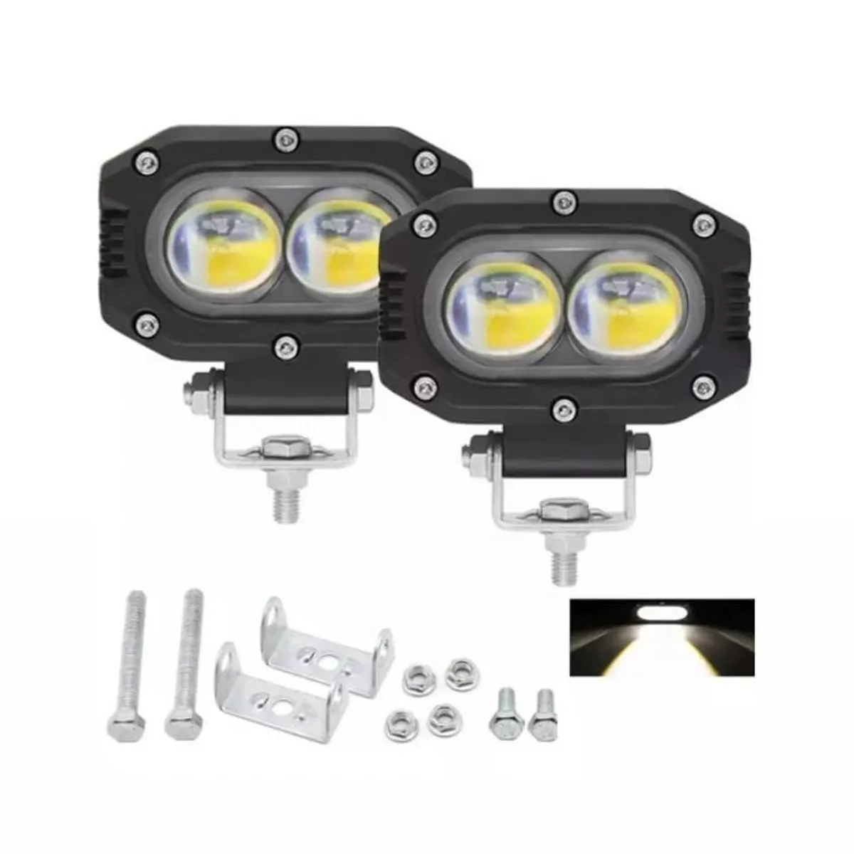 GENERICO - Par Faros De Lupa Led Auxiliar Luz Blanco Auto Moto 180w