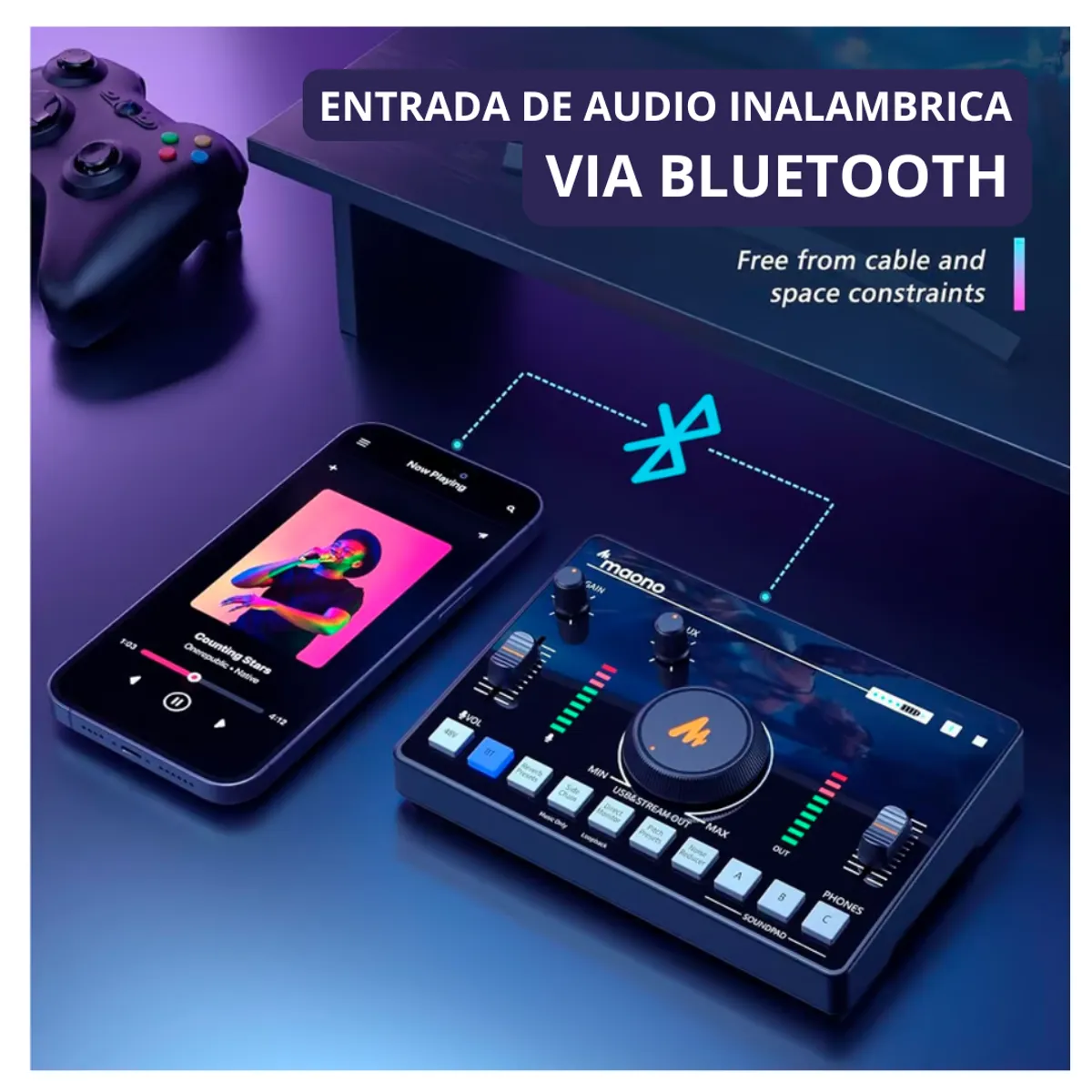 MAONO - Mezclador De Audio Tarjeta De Sonido Maono Escenario Efectos Portatil