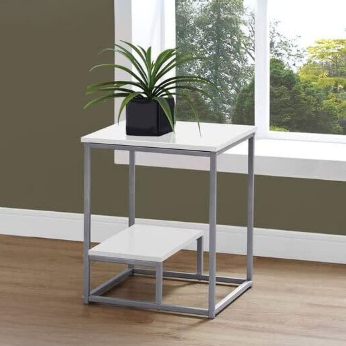 GENERICO - Mesa Auxiliar Industrial Batons Blanco Coricha Home