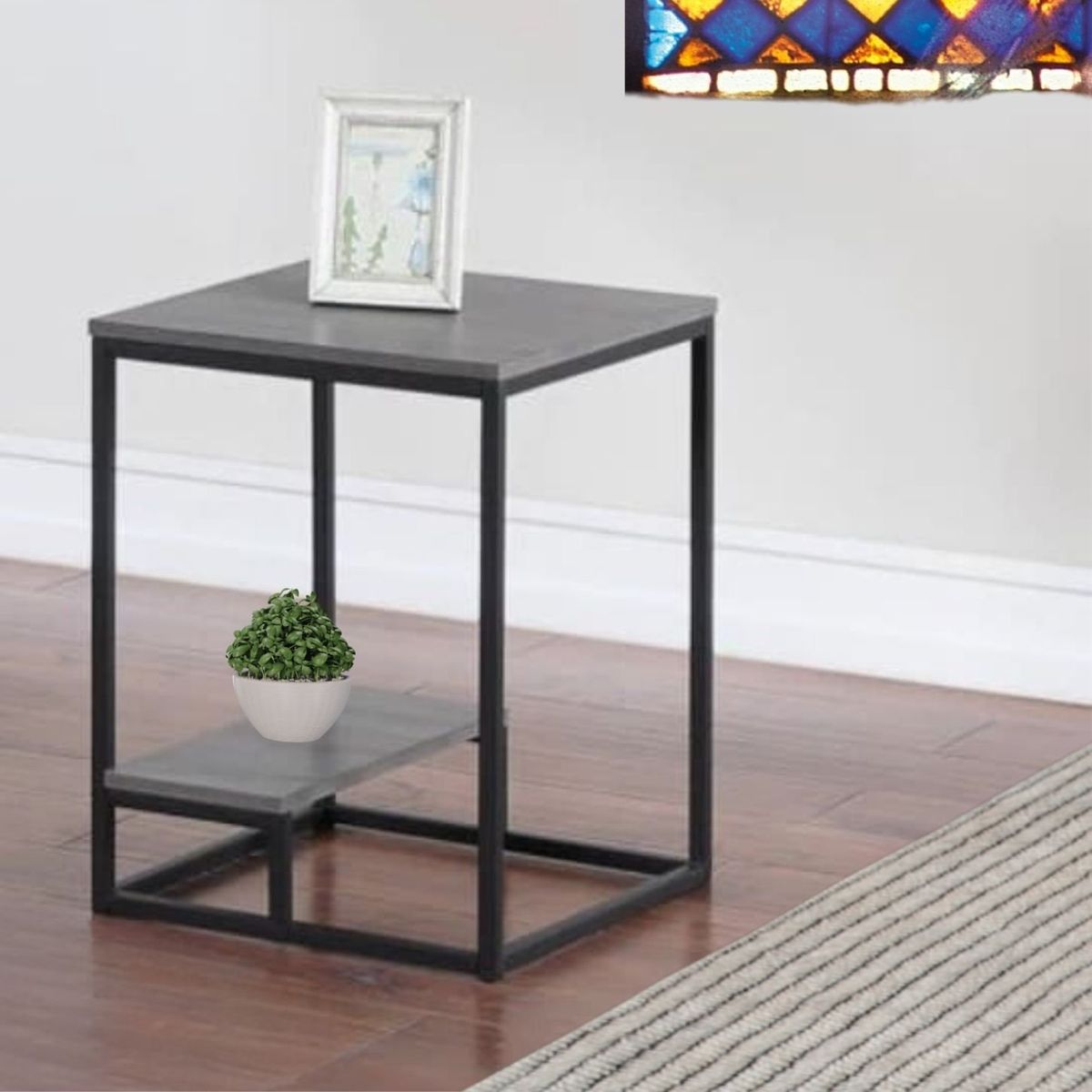 GENERICO - Mesa Auxiliar Industrial Batons Roble Gris Coricha Home