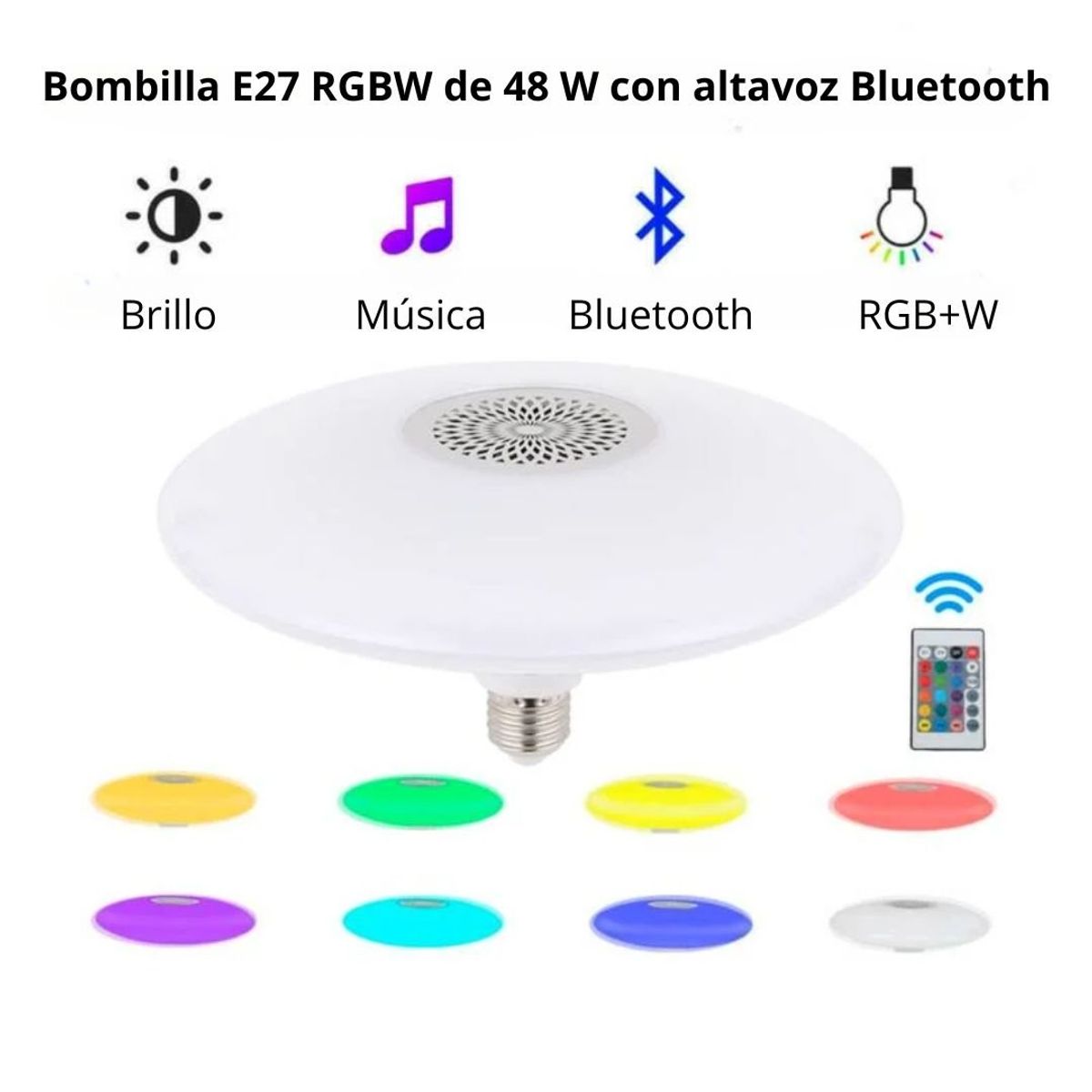 OEM - Lampara Foco Parlante Bluetooth 48W BOSSNEY Luz Blanca + RGB BS-3016