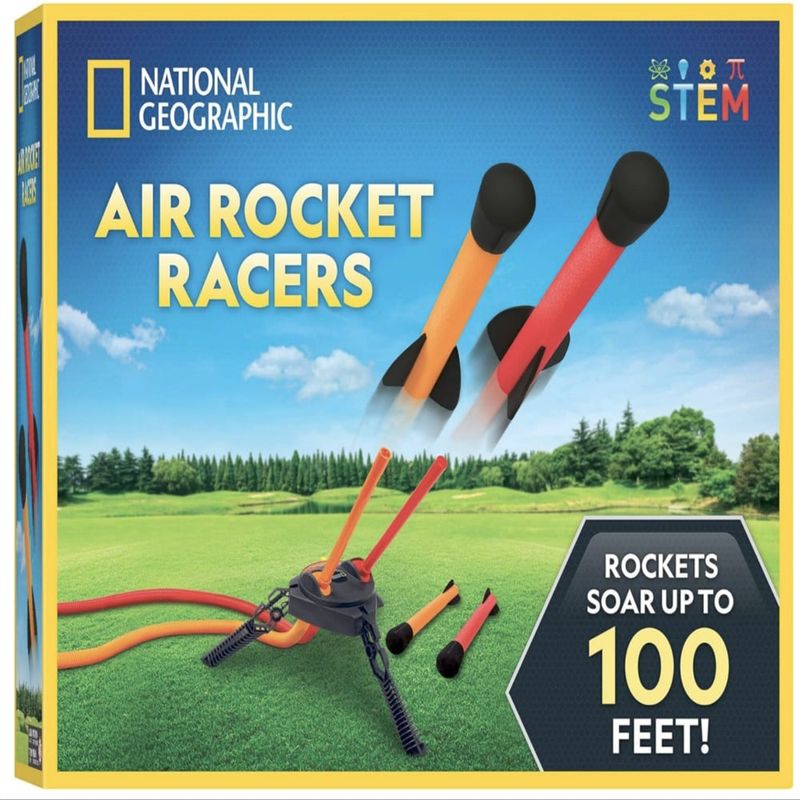 NATIONAL GEOGRAPHIC - National Geographic Stomp Rocket – lanzador de cohetes hasta 100 pies, 4 cohetes incluidos