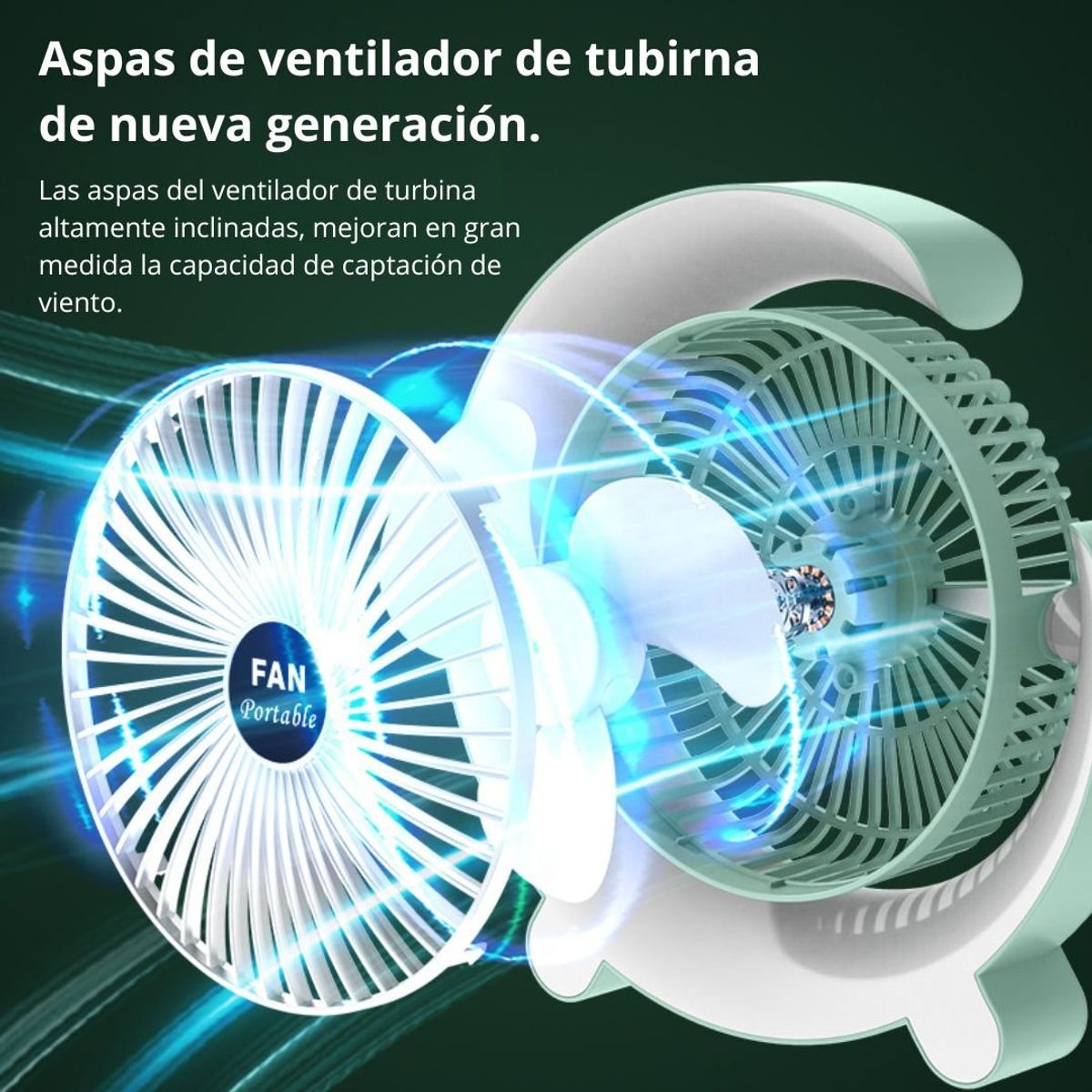 GENERICO - Ventilador Sobremesa con Luz RGB 3 Velocidades Diseño de Luna KS-2029