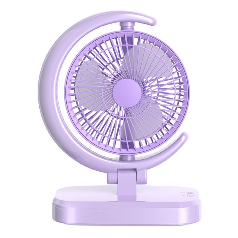GENERICO - Ventilador Sobremesa Luz Blanca 3 Velocidades Diseño de Luna KS-2028