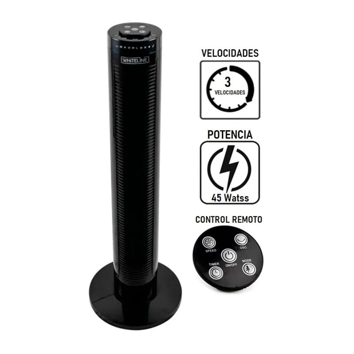 WHITELINE - Ventilador Torre con Control Remoto 45 watts YF-TO3214  Whiteline
