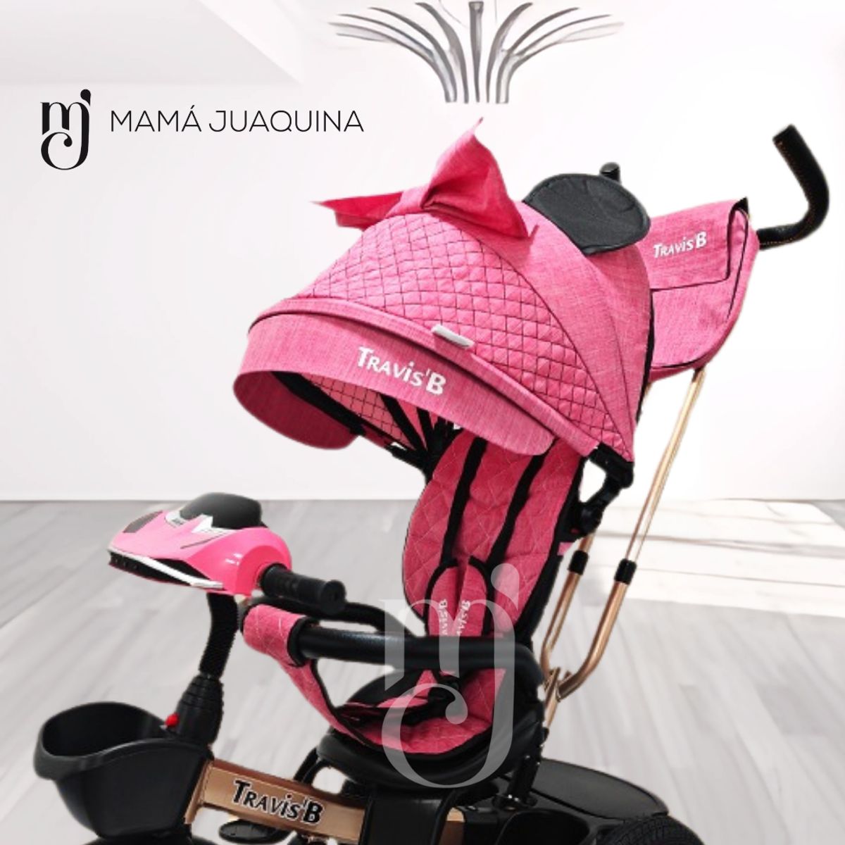 BEAUTIFUL - Triciclo Giratorio de Lujo «TRAVIS II» USB Bluetooth Pink