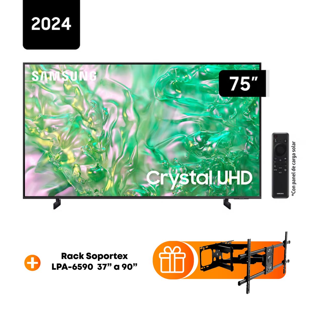 SAMSUNG - Televisor Samsung 75 Pulg. Crystal Uhd 4k Tizen Os Smart Tv 75DU8000 SAMSUNG + Rack