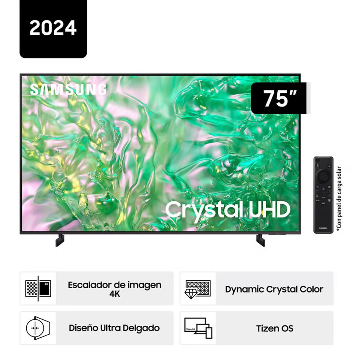 SAMSUNG - Televisor Samsung 75 Pulg. Crystal Uhd 4k Tizen Os Smart Tv 75DU8000 SAMSUNG + Rack