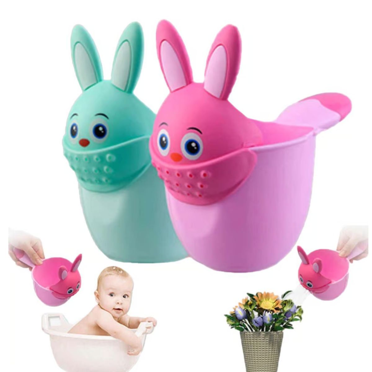 GENERICO - 2 Uni Jarra De Agua Para Enjuague De Baño Bebe Osito verde